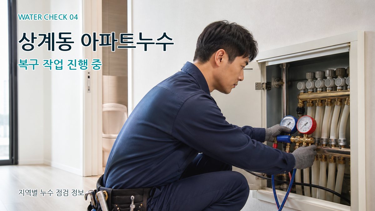 상계동 아파트누수 복구 작업 진행 중