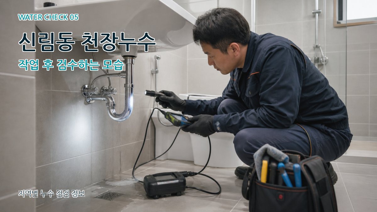 신림동 천장누수 작업 후 검수하는 모습