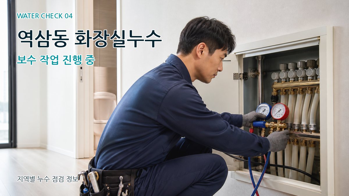 역삼동 화장실누수 보수 작업 진행 중