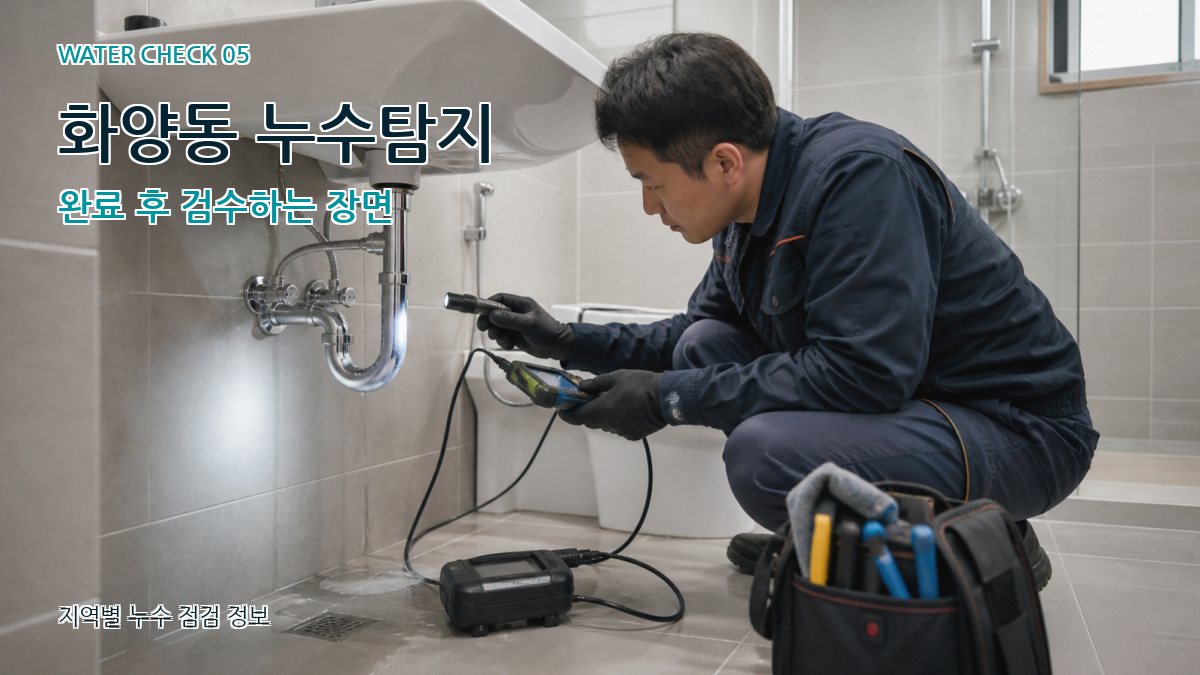 화양동 누수탐지 완료 후 검수하는 장면