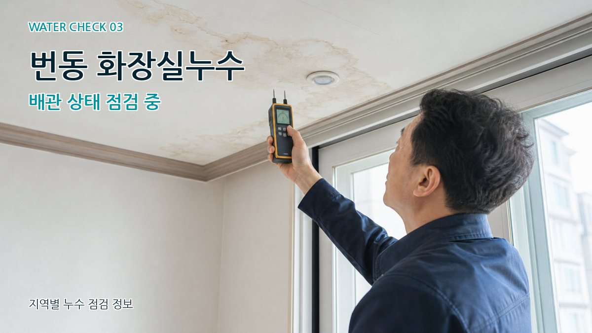 번동 화장실누수 배관 상태 점검 중