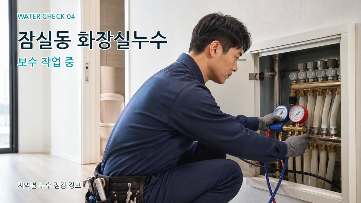 잠실동 화장실누수 보수 작업 중