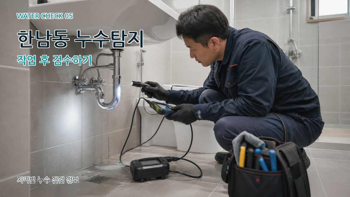 한남동 누수탐지 작업 후 검수하기