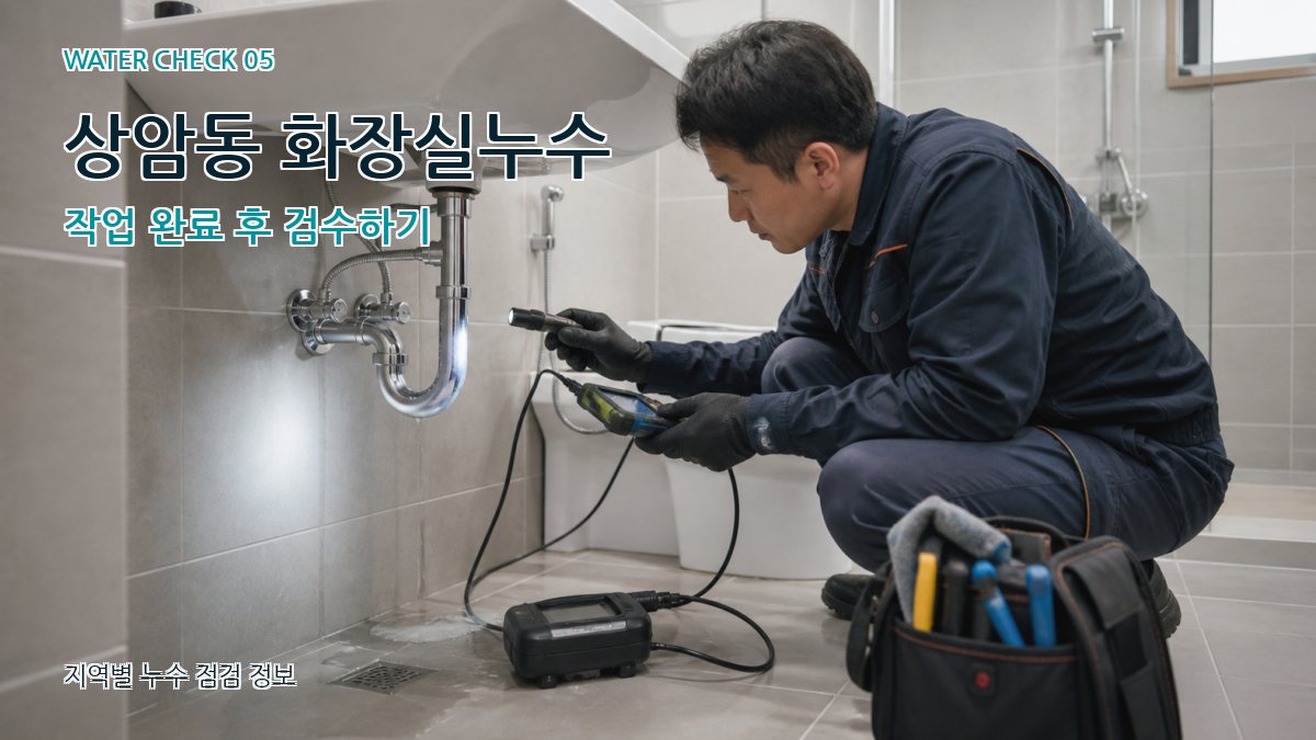상암동 화장실누수 작업 완료 후 검수하기