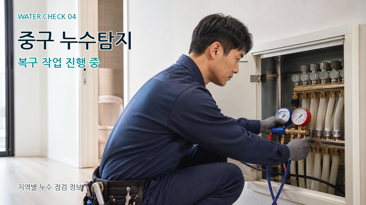 중구 누수탐지 복구 작업 진행 중