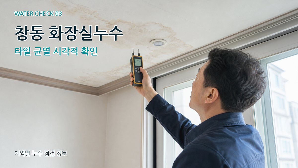창동 화장실누수 타일 균열 시각적 확인