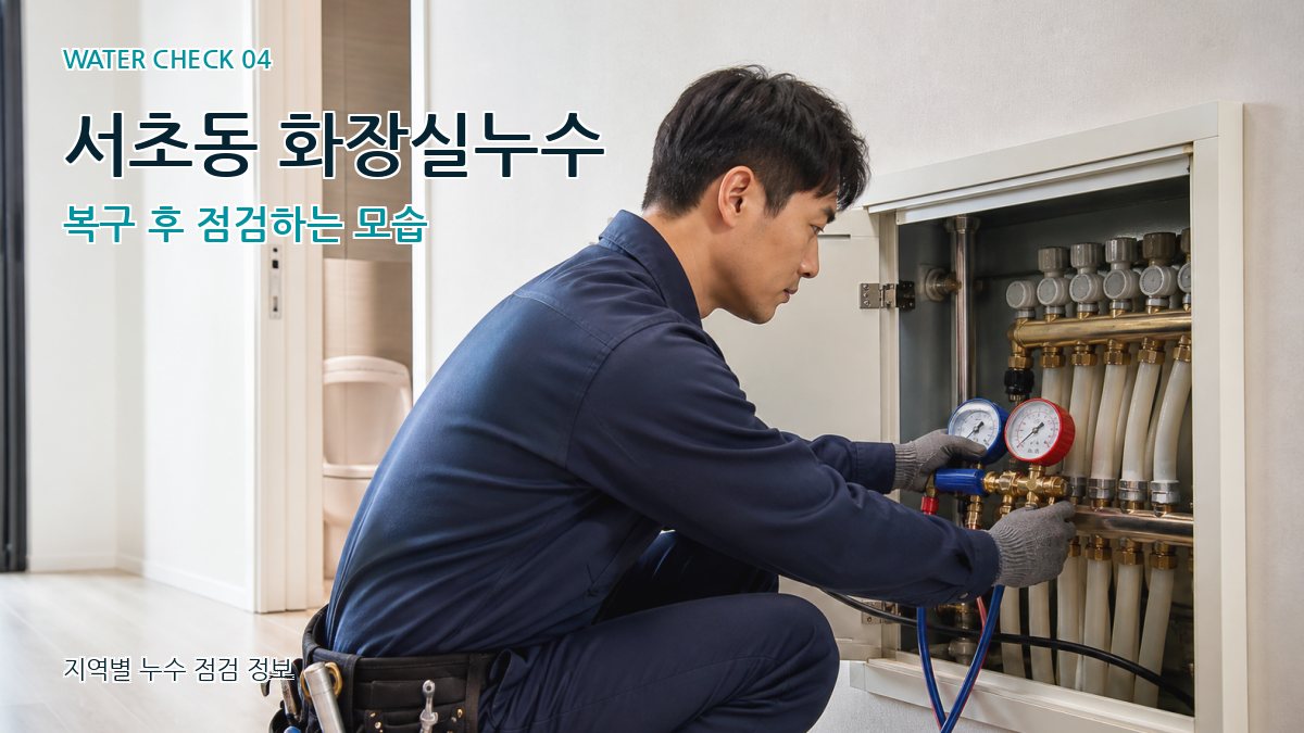 서초동 화장실누수 복구 후 점검하는 모습