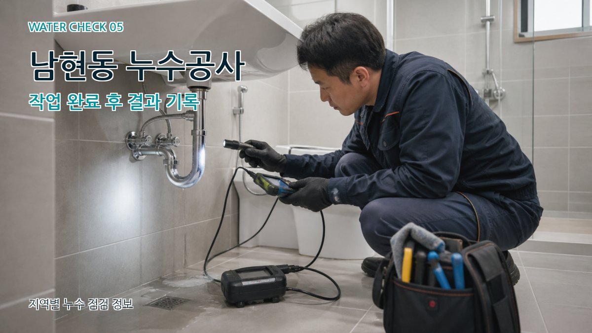 남현동 누수공사 작업 완료 후 결과 기록